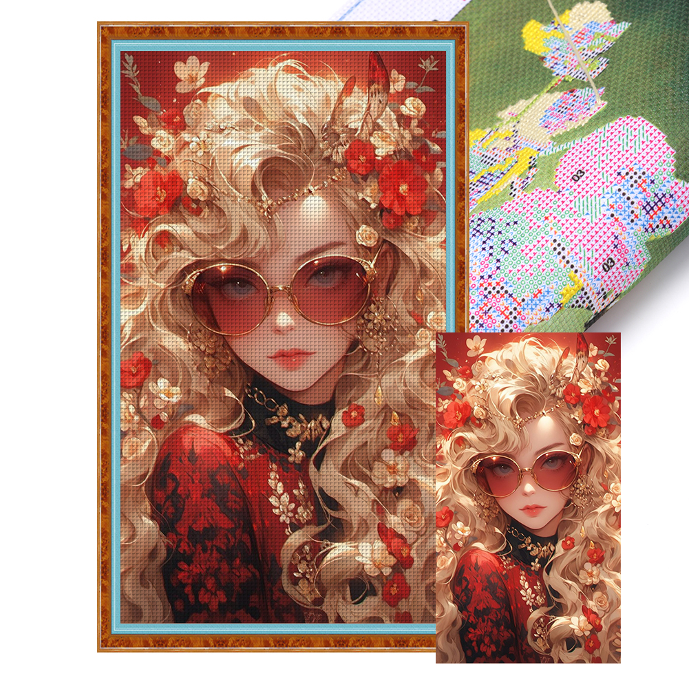 Blonde Girl Full 14CT Pre-stamped Canvas(40*70cm) Cross Stitch