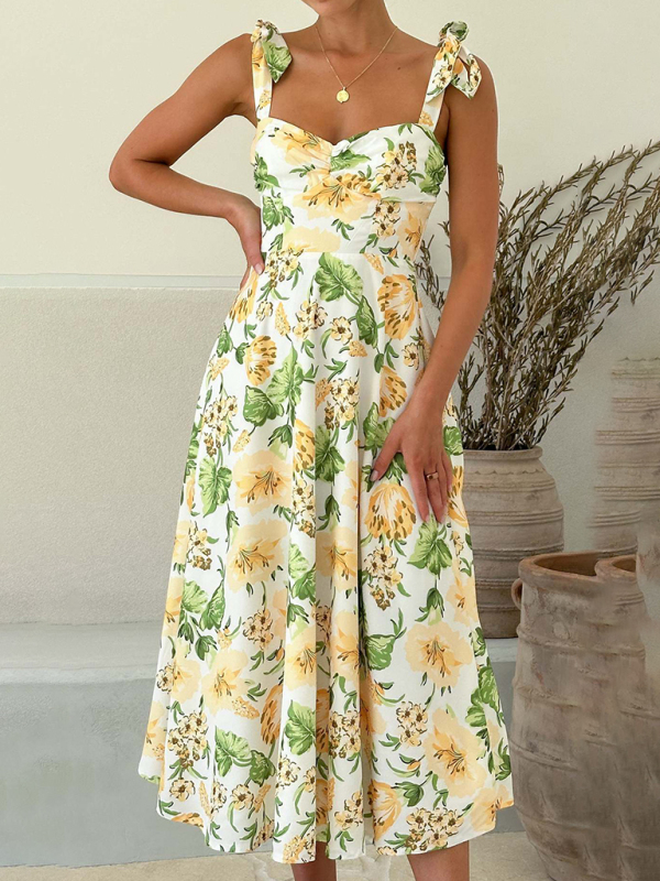 Mature Women Summer Suspender Floral Comfortable And Fashionable Casual Dress