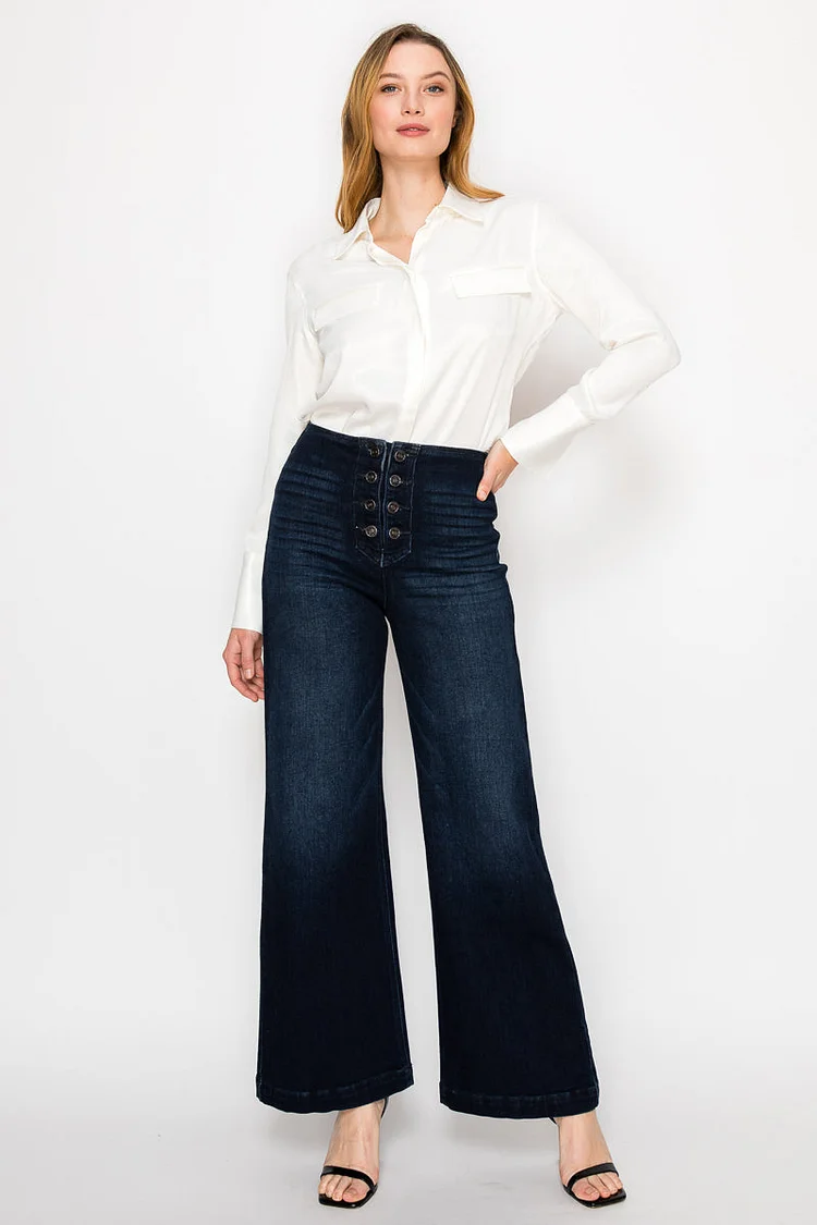 Artemis Vintage |Eco Friendly Ultra High Rise Slim Palazzo Sailor Jeans