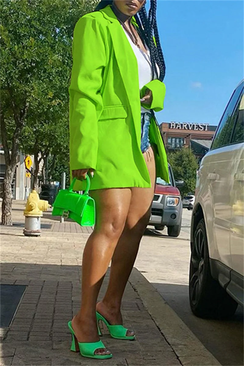 Fashion Casual Solid Cardigan Turn-back Collar Outerwear