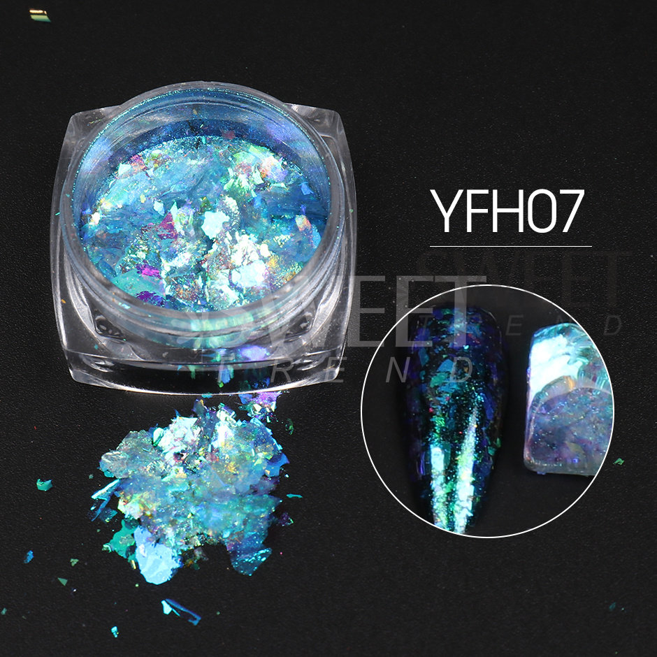 Needmkt 1 Box Aluminum Gold Silver Nail Foils Flakes Irregular Gold Leaf Sequins DIY Holographic Chrome Paper Accessory Supplies LY1858