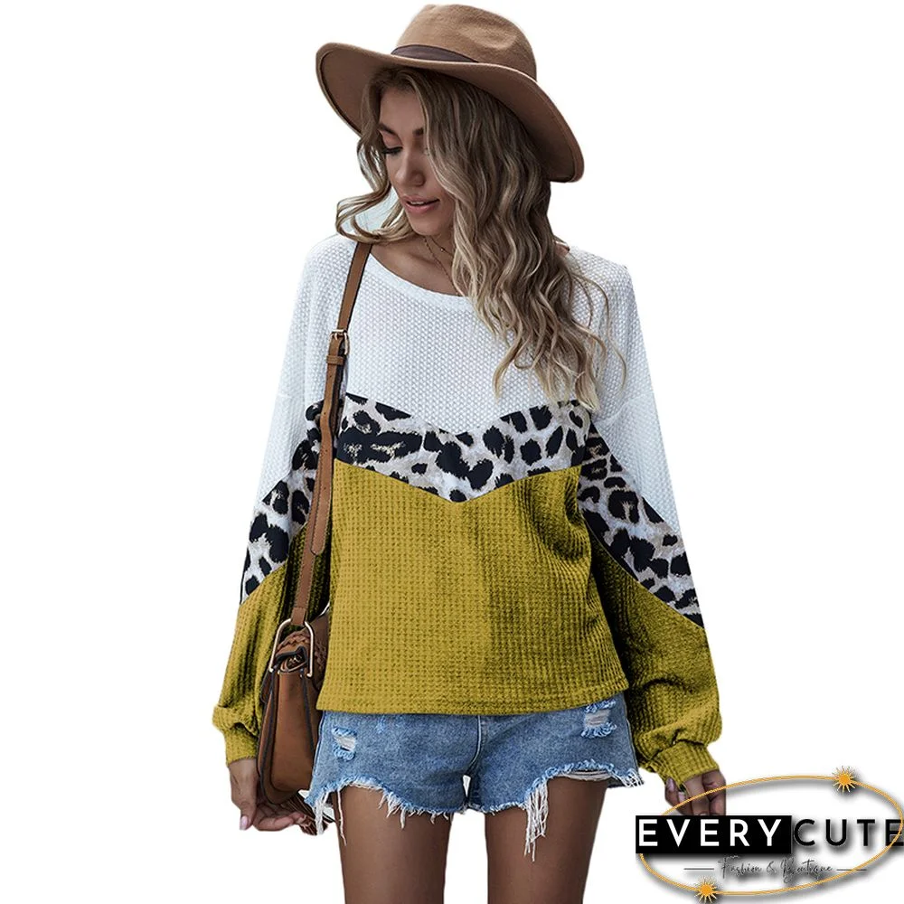 Yellow White Colorblock Long Sleeve Top