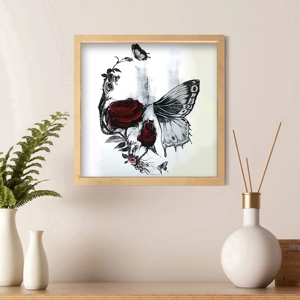 Full Round Diamond Painting 30*30cm - Skull Rose