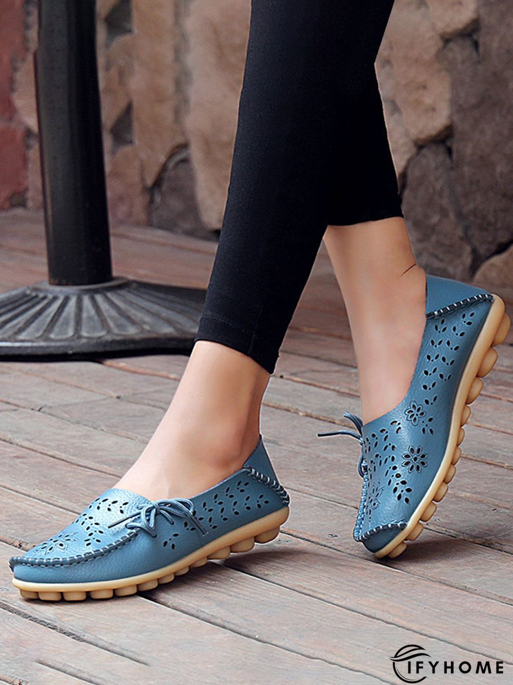 Cowhide Hollow Lace-up Portable Shoes | IFYHOME