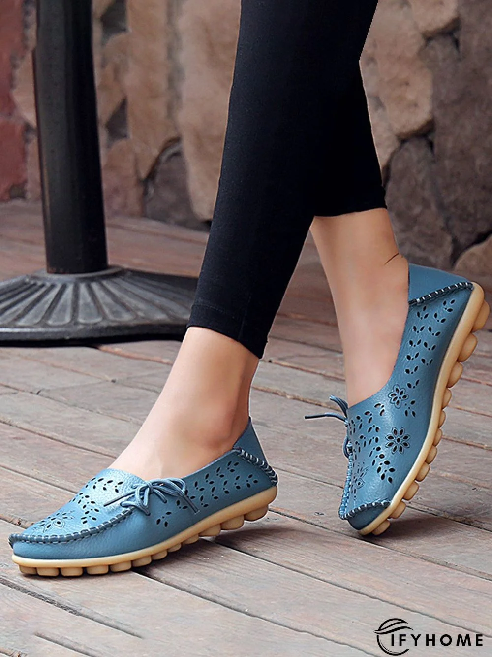 Cowhide Hollow Lace-up Portable Shoes | IFYHOME