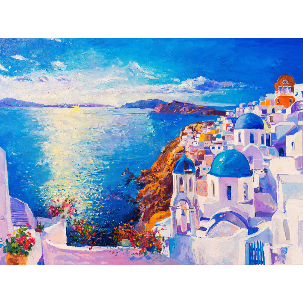 Located In Santorin 40*30cm(canvas) full round drill diamond painting