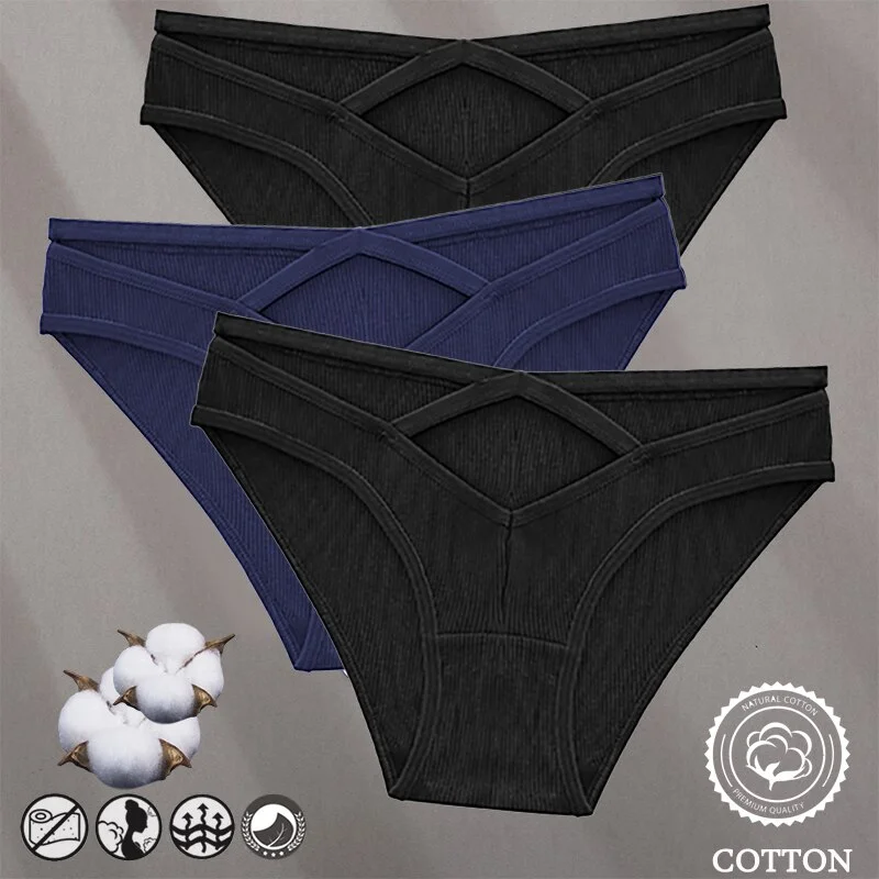 Billionm Women Sexy Cotton Underwear V-Waist Hollow Out Panties Briefs Solid Color Intimates Lingerie Female Comfortable Panty
