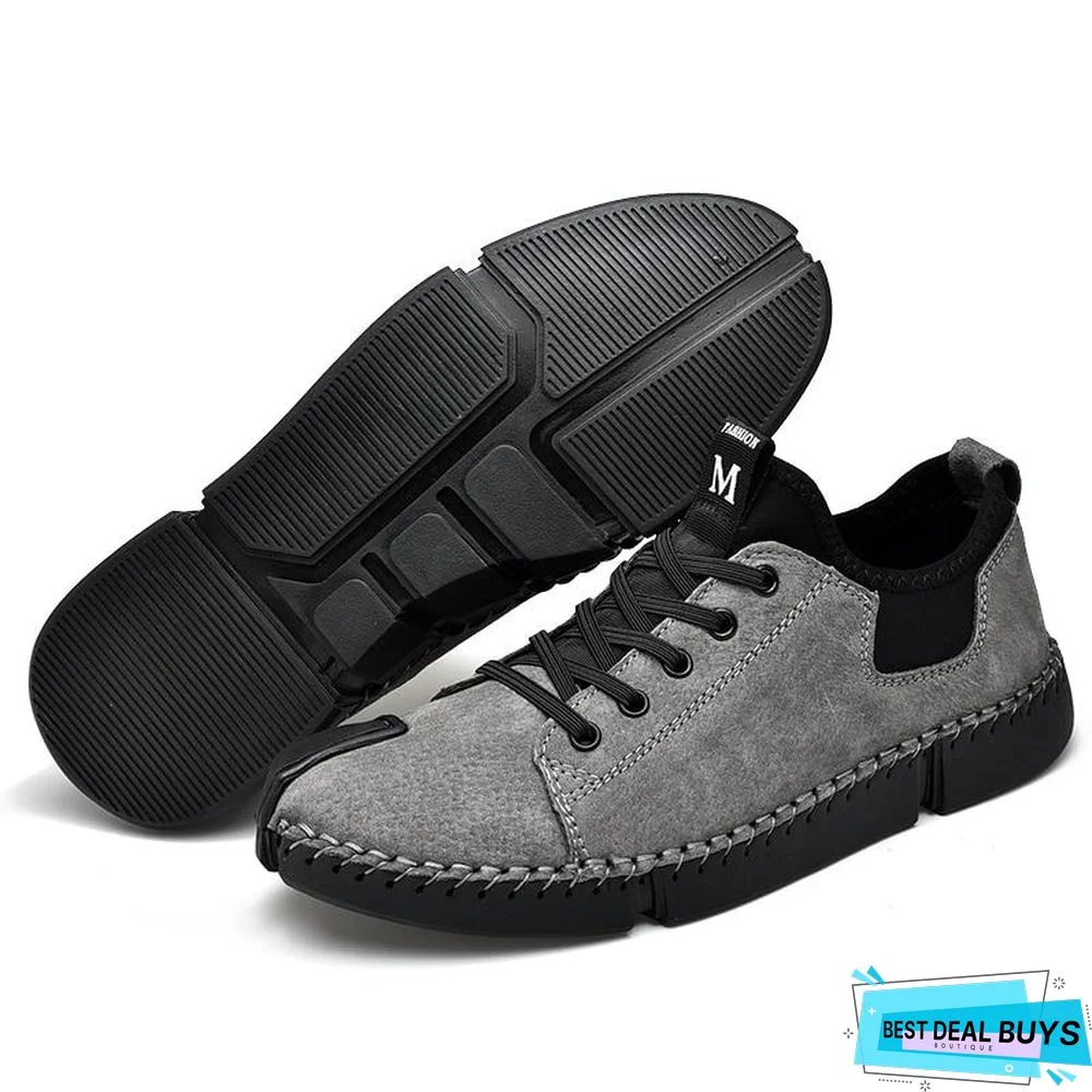 Men Leather Casual Big Size Flats Shoes
