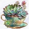 Teacup Succulent-Partial 11CT Stamped Cross Stitch Bead Embroidery 36*36cm/14.17*14.17in tapestrymarket