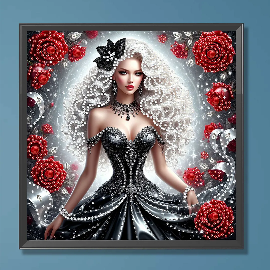 Rose Beauty Special Shaped 5D DIY Partial Drill Diamond Painting Kits for Adults Beginners Home Decor Diamonds Dots Gem Art Kits 11.81x11.81inch