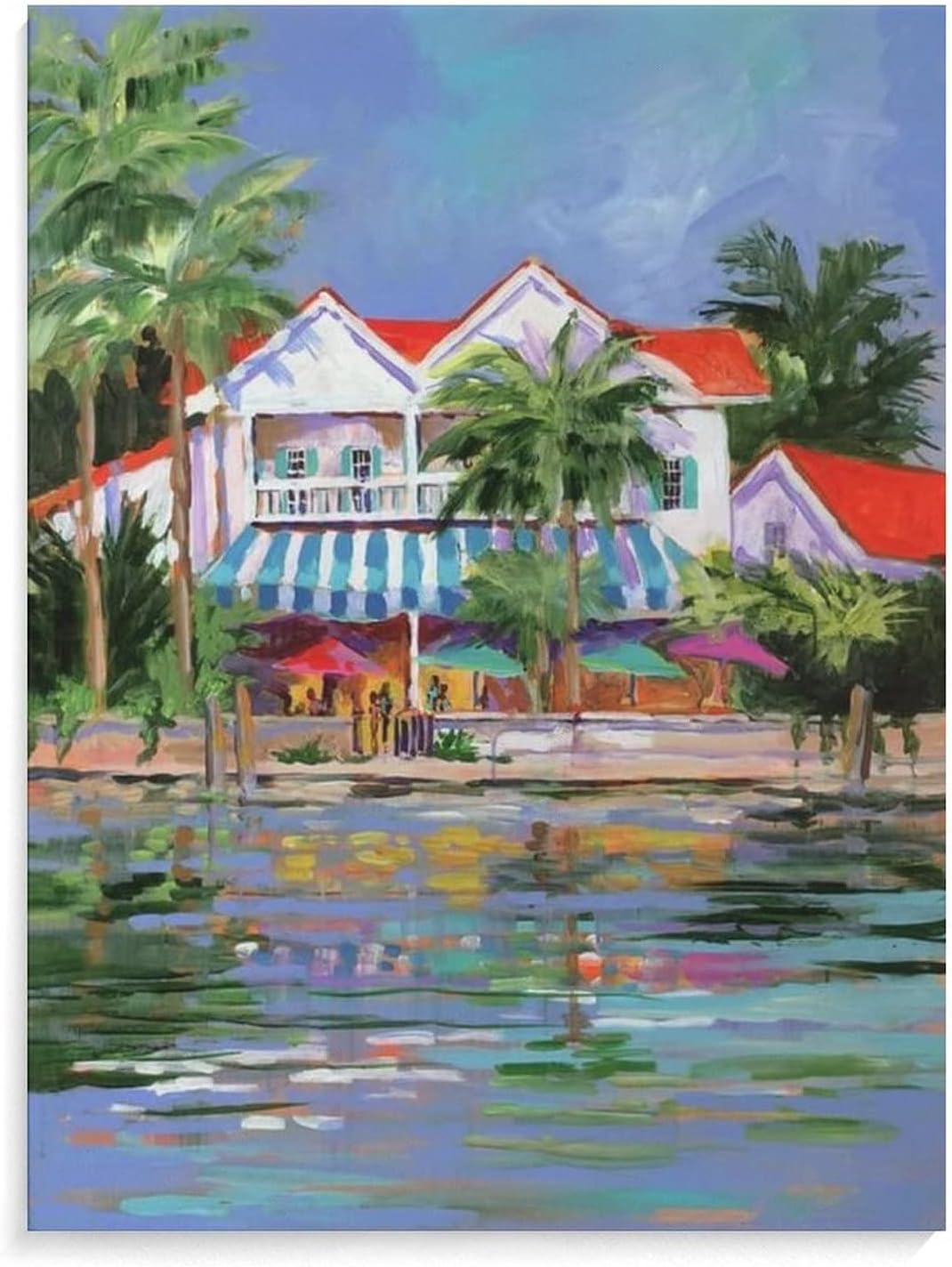 Beach Vacation Wall Art Palm Trees Wall Art Ocean View Cottage Poster Wall Art Paintings Canvas Wall Decor Home Decor Living Room Decor Aesthetic 12x16inch(30x40cm) Unframe-Style 12x16inch(30x40cm)