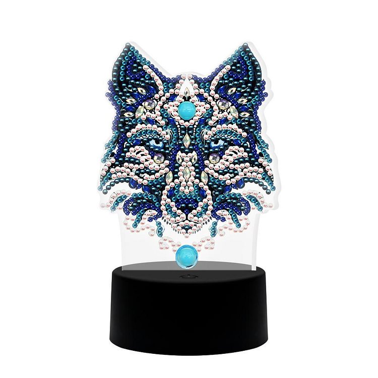 DIY Wolf Diamond Peinture LED Lumière Broderie Nuit Lampe Home Desk Décor