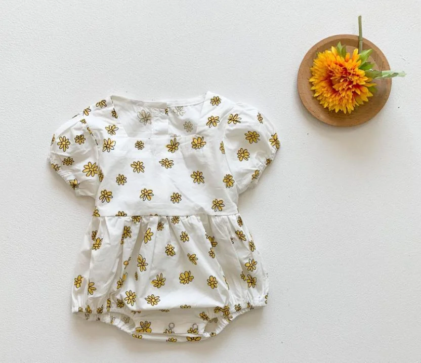 Girls Romper Overalls 0-3Yrs Korean Baby Girl's Daisy Floral One-piece Clothes 2020 Shorts Sleeve Toddler Children Clothes