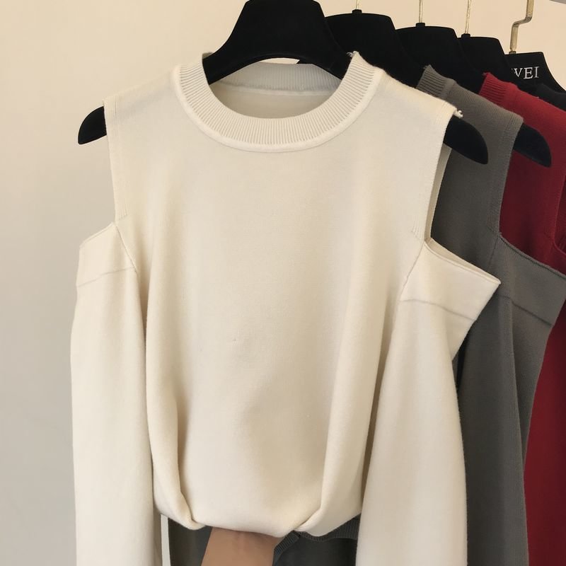 Blouse Women 2020 Sexy Off Shoulder Top Long sleeve Knitted Oversized Tee Shirt Korean style Fashion Autumn Clothes