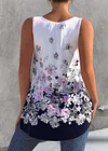 Plus Size Floral Print Round Neck Casual Loose Tank Top