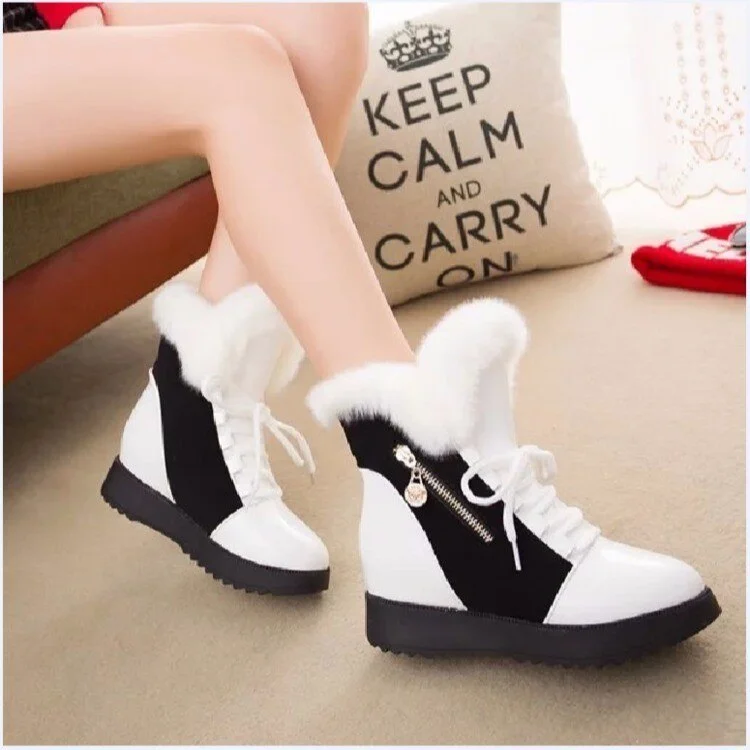 2021 short tube cotton boots women's winter new sweet thick-soled warm color matching snow boots casual simple Martin boots tide