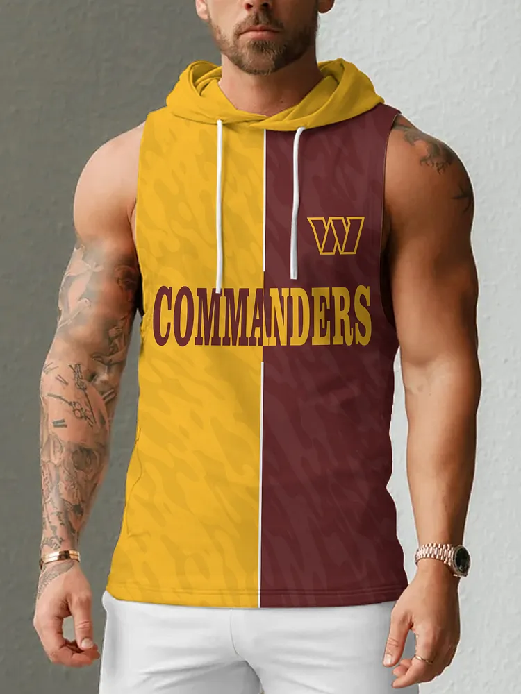 Washington Commanders Men's  Casual Comfy Sleeveless Hooded Tank Top