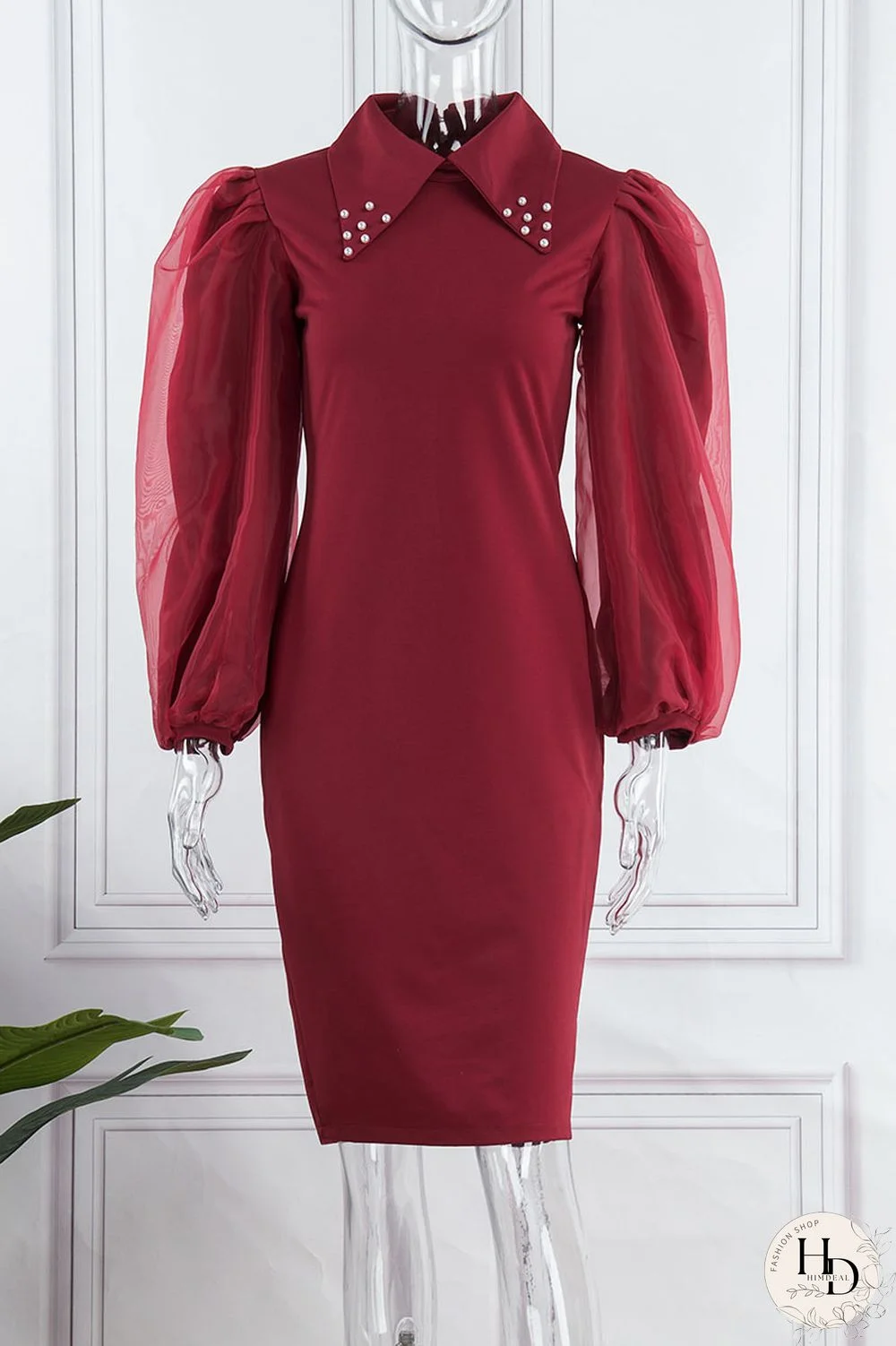 Red Casual Solid Patchwork Beading Turndown Collar One Step Skirt Dresses