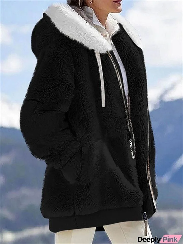 Warm Fluffy Long Sleeve Zipper Hoodies