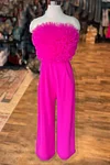 Pretty Feather Ruffle Bandeau Jumpsuit
