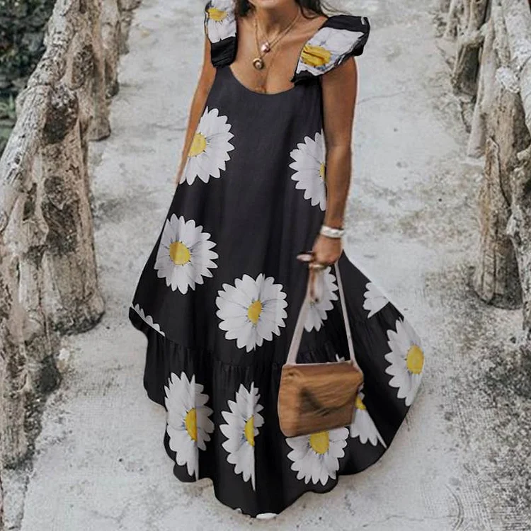 Holiday Floral Print Dress