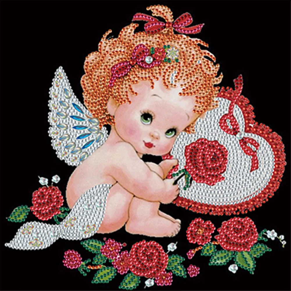 Partial Special-shaped Crystal Rhinestone Diamond Painting - Angel Child(30*30cm)