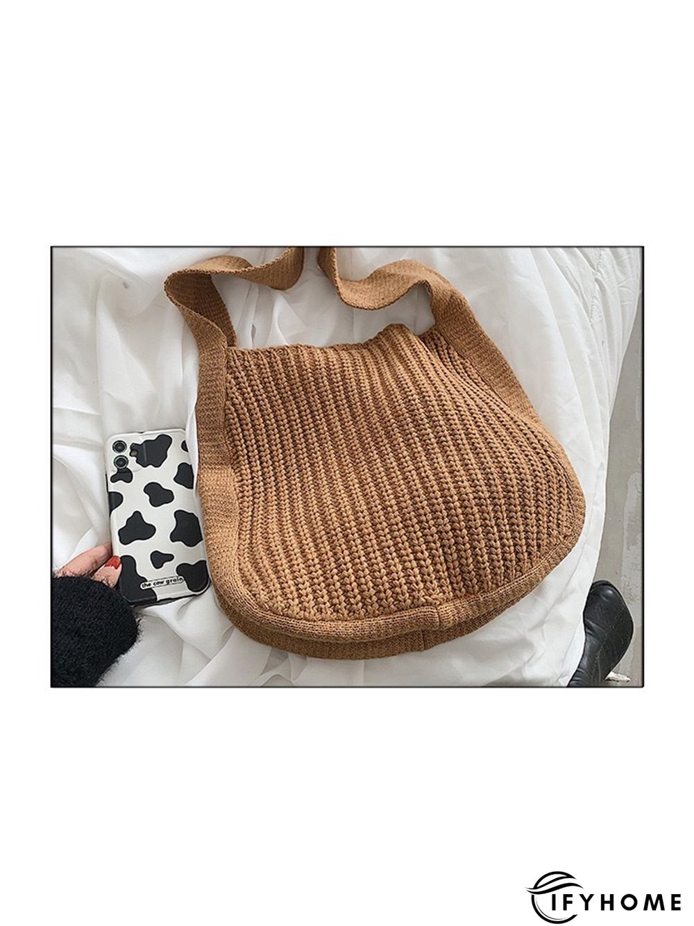 Solid Color Knit Large Capacity Shoulder Bag | IFYHOME