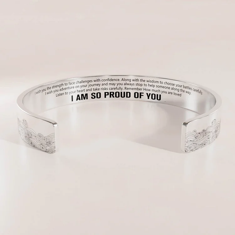 For Granddaughter - I Am So Proud Of You Wave Cuff Bracelet