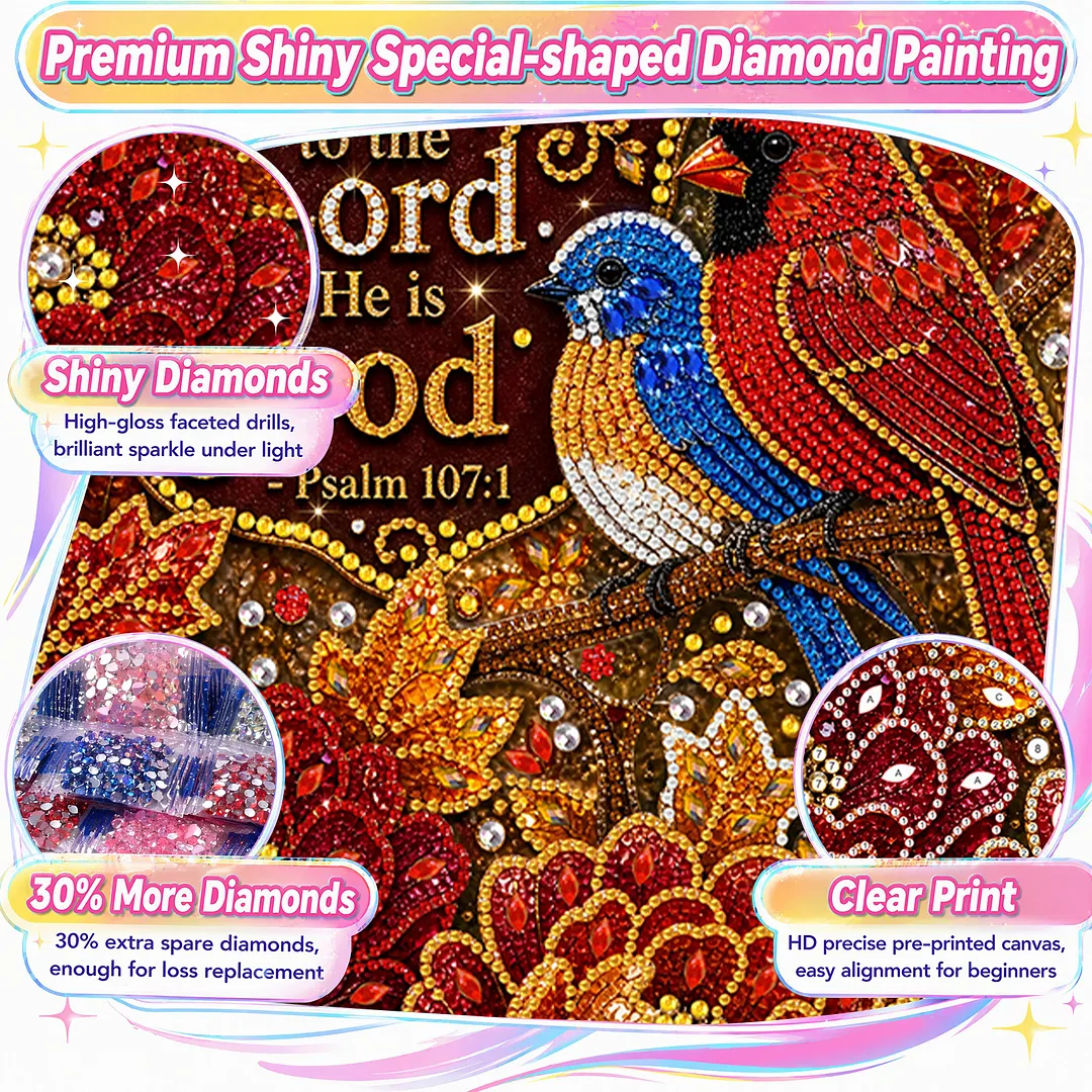 Autumn Birds Thanksgiving Diamond Painting Kits for Adults Beginners 30x40cm