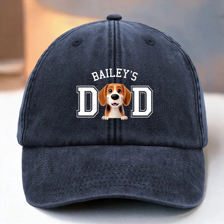 Belongs To The Fluffy One - Dog Personalized Custom Vintage Washed Denim Baseball Cap - Father's Day Gift