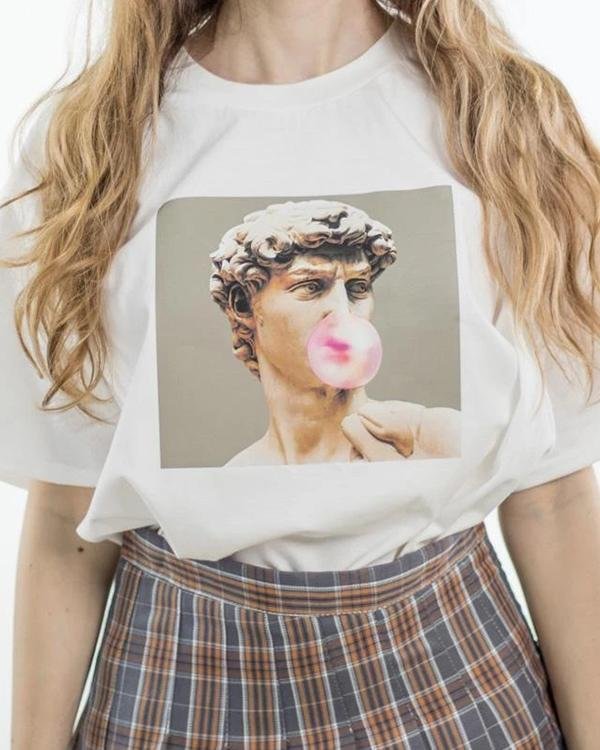 Round Neck Short Sleeve Pattern T-Shirt