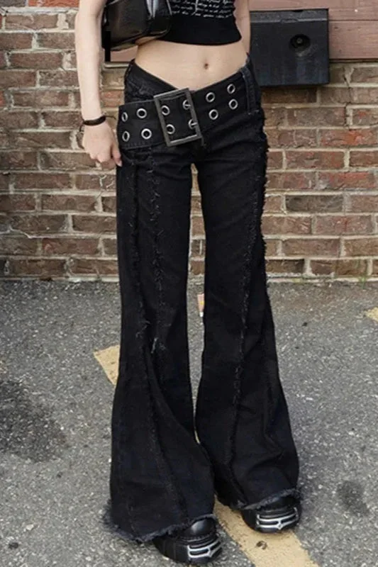 Black Studded Waistband Cargo Pant