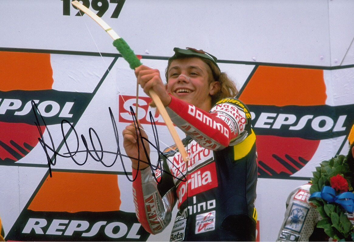 Valentino Rossi 125cc Hand Signed Aprilia Photo Poster painting 12x8 Donington Park 1997.