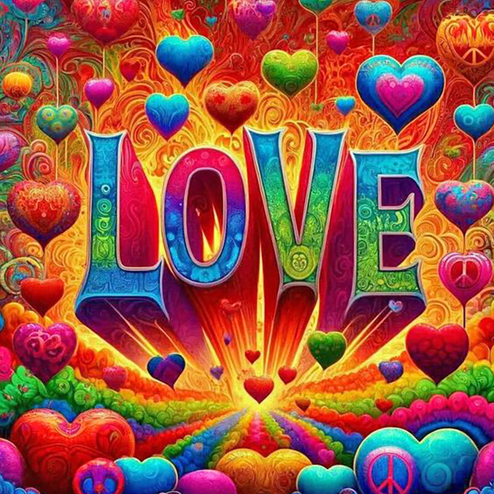 Colorful Love 40*40cm(canvas) full round drill diamond painting