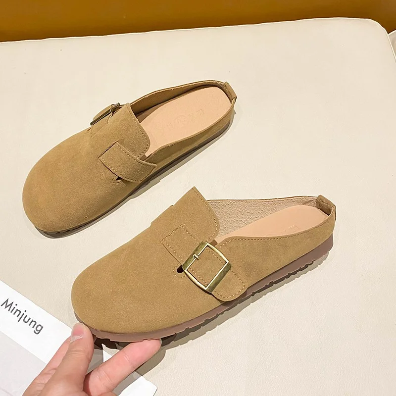 Churchf Churchf Baotou Slippers Female 2024 Summer New Wear Muller Shoes Women's Shoes Sen Female Wind Flat Lazy Drag