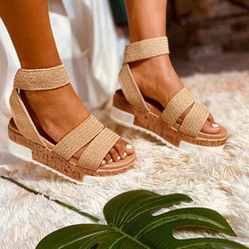 Sandals Women Shoes Summer Platform Hemp Slip On Ladies Sandalias Solid Plus Size Woman Footwear Beach Comfortable Female 2020
