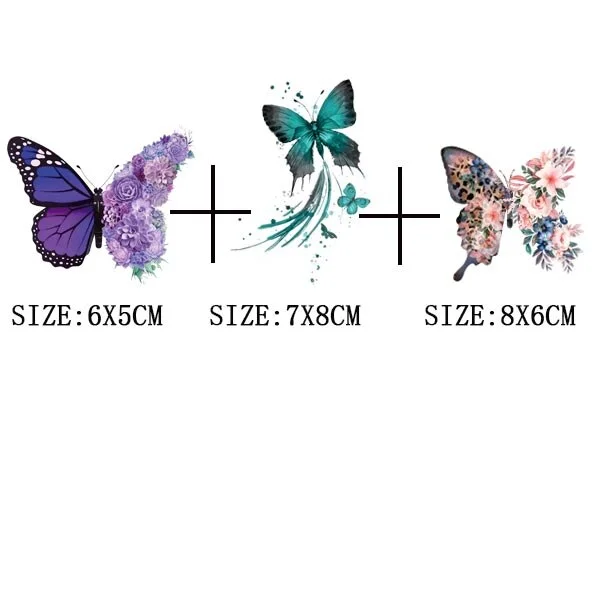 Colorful Butterfly Iron On Transfer For Clothing A-level Washable Thermal Sticker Beautiful Flower Patches On Clothes Decoration