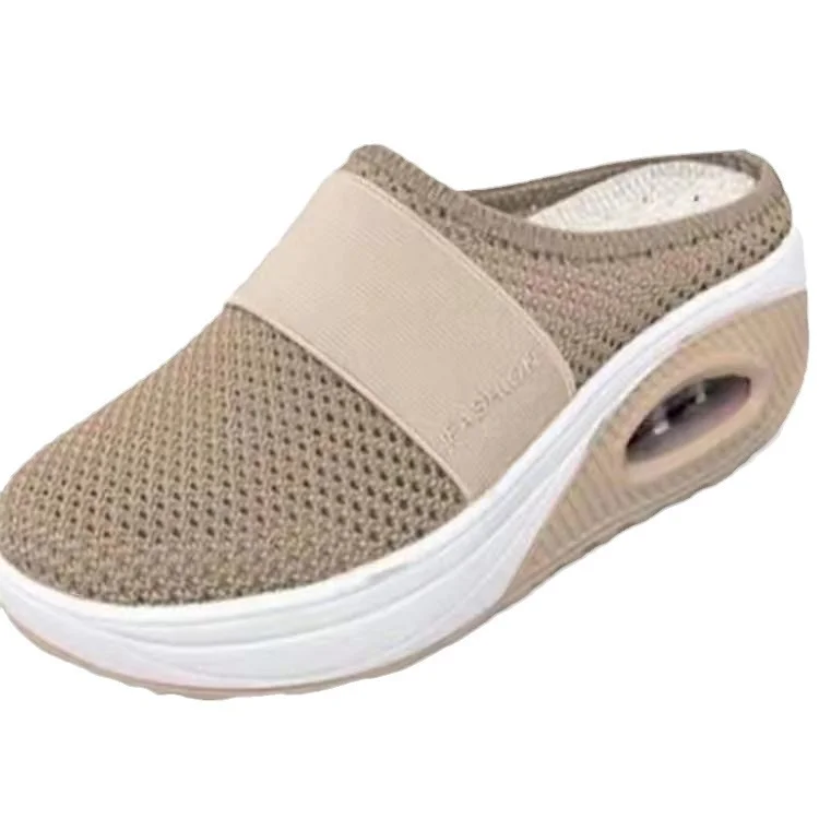 Yyvonne 2025 Summer Large-Size Bag Head Half Slippers Women's Net Cloth Without Heel One-Legged Women's Shoes Flat Shoes