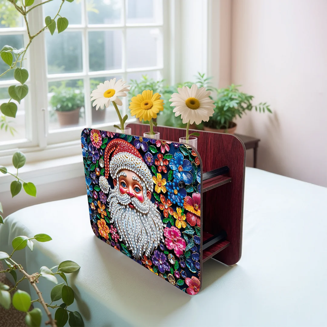 Santa Claus DIY Diamond Painting Wooden Tube Vase for Adults Gift Home Decor