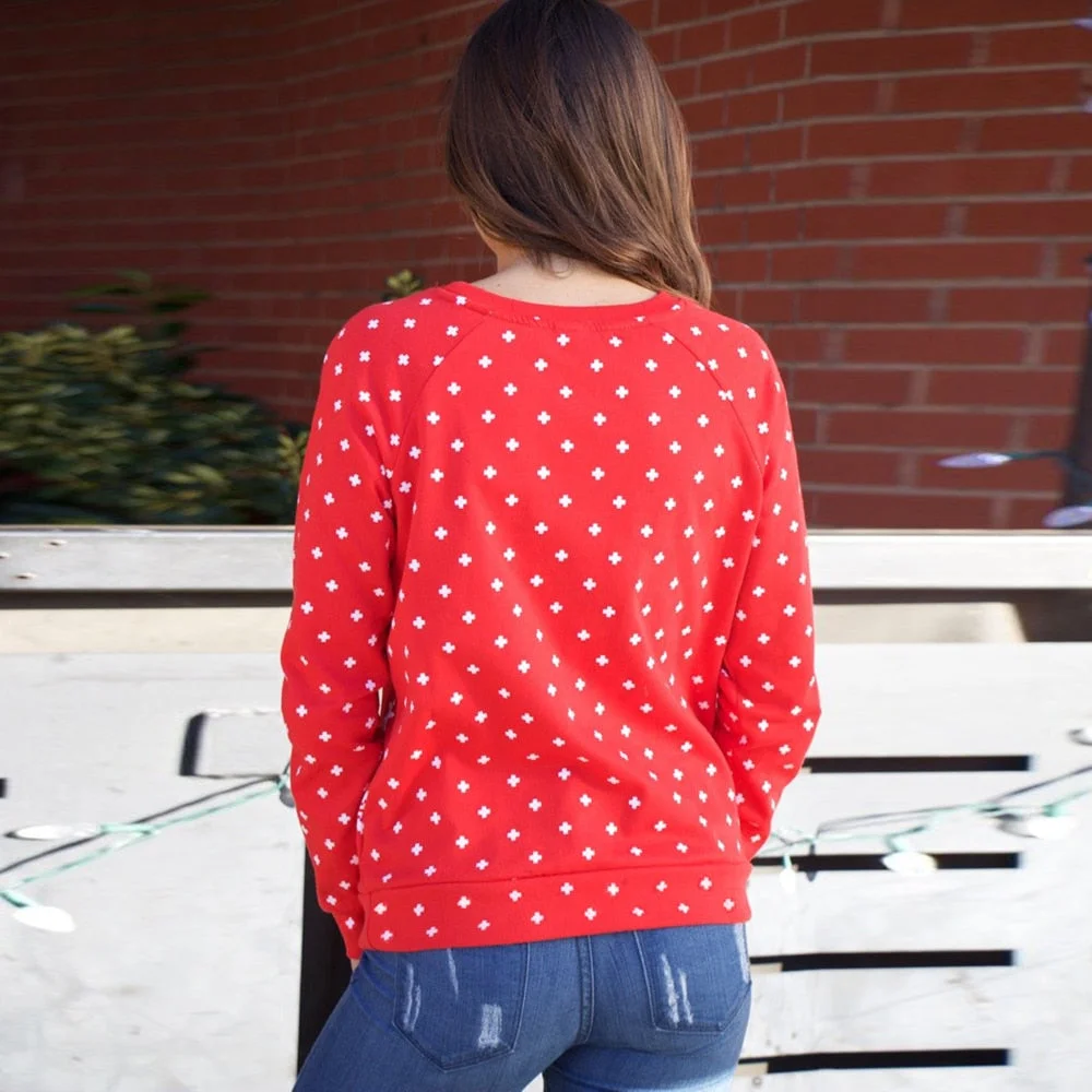 Women Casual Snowman Printed Christmas Sweatershirt Long Sleeve O neck Solid Collar Outwear Pullove 2021 Winter New Fashion Tops