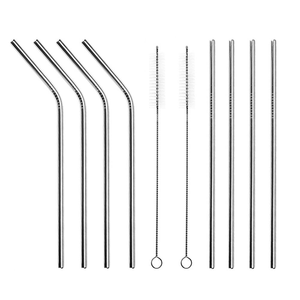 

8pcs Stainless Steel Reusable Bent Straight Drink Straws with Cleaner Brush, 501 Original