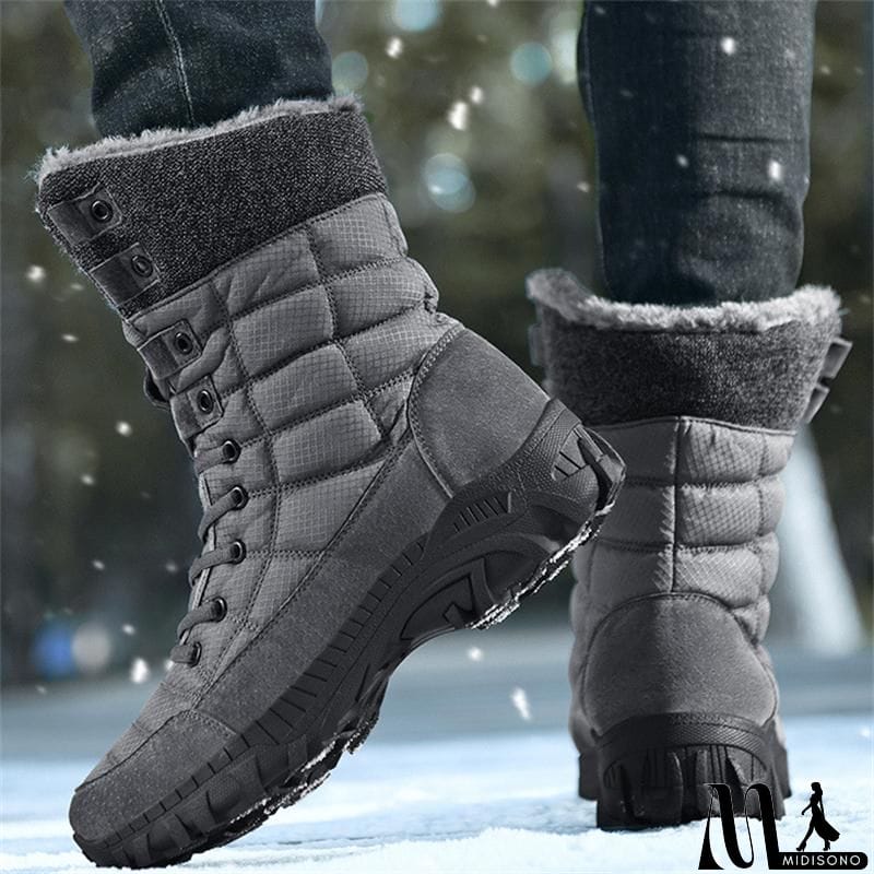 MidiSono - Men's High-Top Plush Thermal Plus Size Boots Shoes