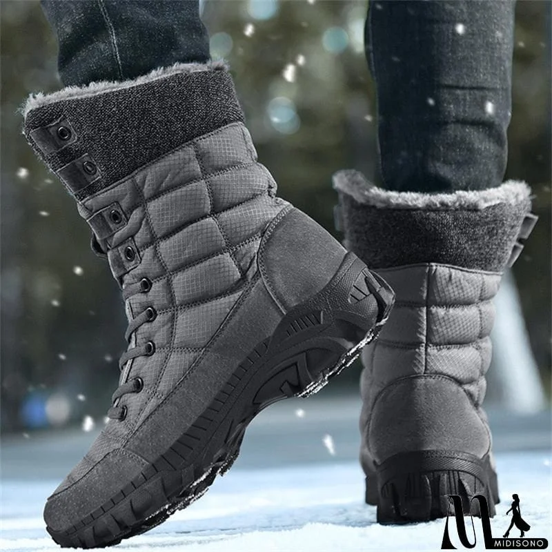 MidiSono - Men's High-Top Plush Thermal Plus Size Boots Shoes