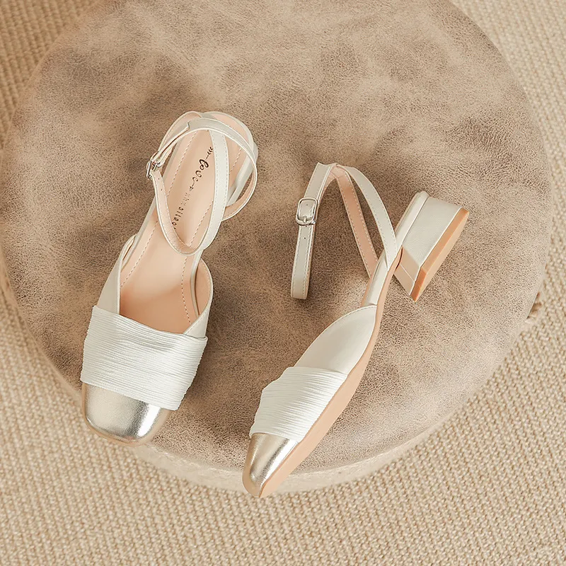 Uveng Uveng Jane Shoes Women's Bag Head Sandals 2025 New Summer Coarse High Heels French Small Scent Style With Skirt Single Shoes