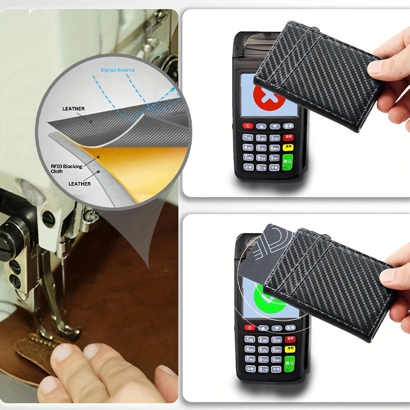 3 Pieces New Carbon Fiber Metal Men’s Wallet Large Capacity Automatic Bullet Card Credit Card Case Leather Aluminum Alloy Card Holder