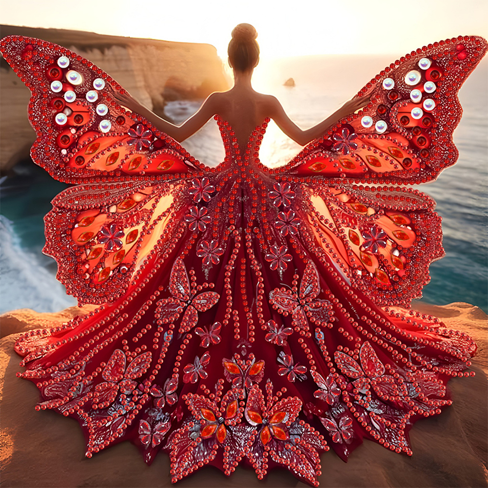 Girl With Angel Wings 30*30cm(canvas) special shaped drill diamond painting