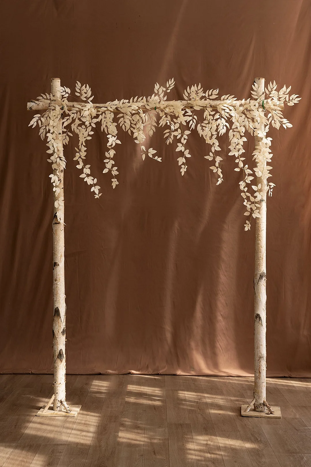 6.5ft Flower Garland with Hanging Vines in White & Beige