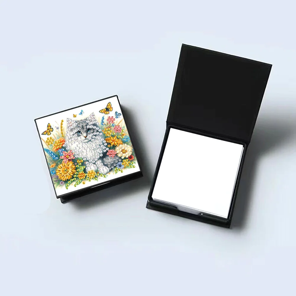 DIY Flower Cat Diamond Painting Memo Pad Holder Mosaic Kit for DIY Art Craft