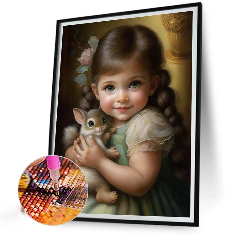 Cute Pet Girl - Full Square - Diamond Painting(30*40cm)