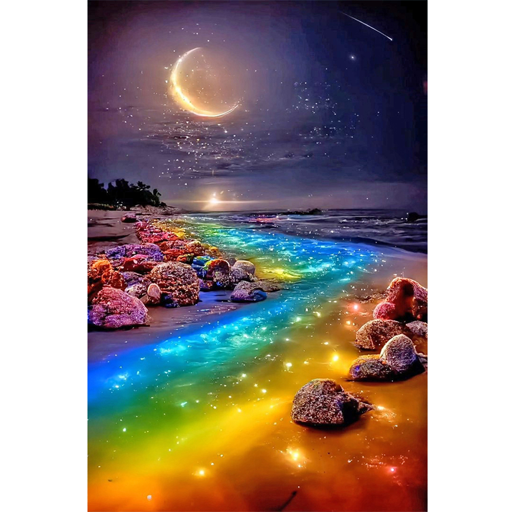 5D Diamond Painting Dolphins by Moonlight Kit - Bonanza Marketplace